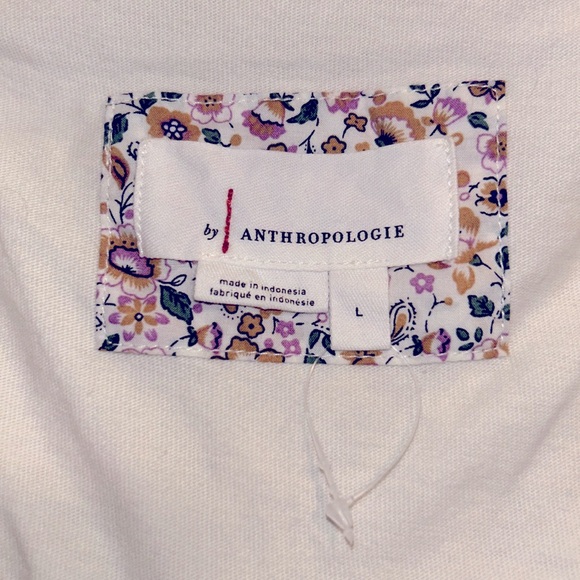 NWOT Anthropologie Ivory Biloxi Collar Button Up Tie Front Top Size L - Picture 6 of 7